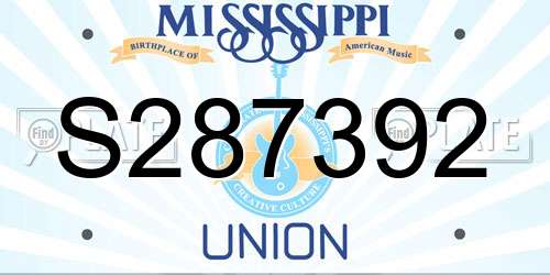 S287392 Mississippi License Plate