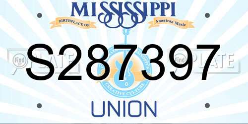 S287397 Mississippi License Plate