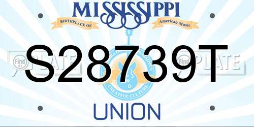 S28739T Mississippi License Plate