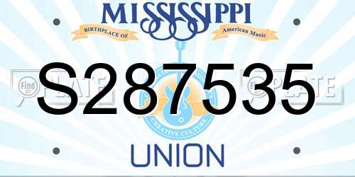 S287535 Mississippi License Plate
