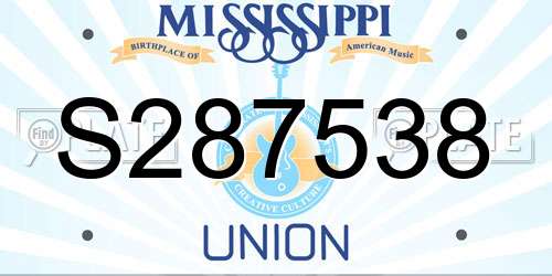 S287538 Mississippi License Plate