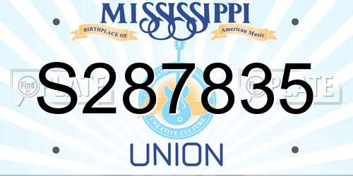 S287835 Mississippi License Plate