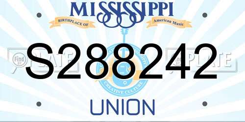 S288242 Mississippi License Plate