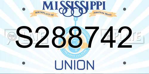 S288742 Mississippi License Plate