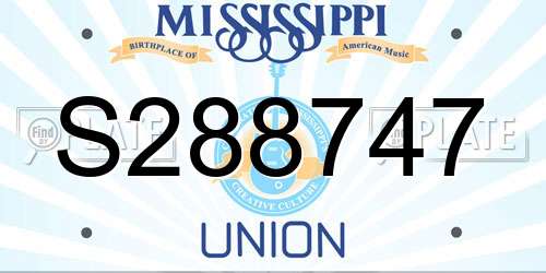 S288747 Mississippi License Plate