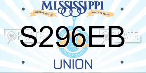S296EB Mississippi License Plate