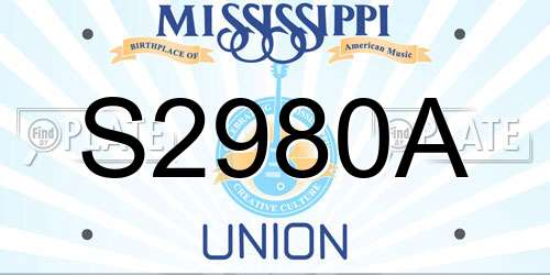 S2980A Mississippi License Plate