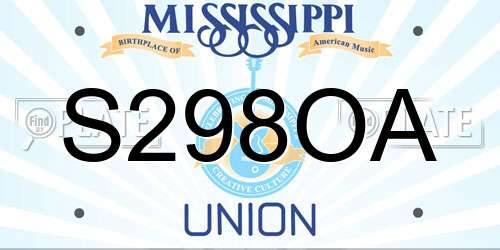 S298OA Mississippi License Plate