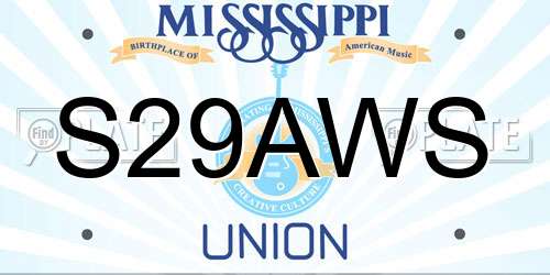S29AWS Mississippi License Plate