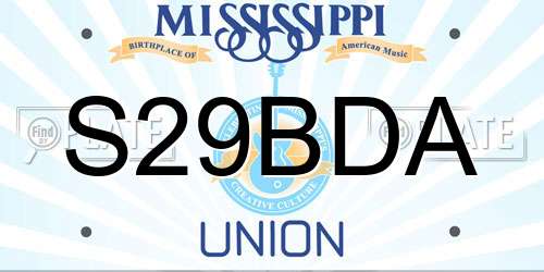 S29BDA Mississippi License Plate