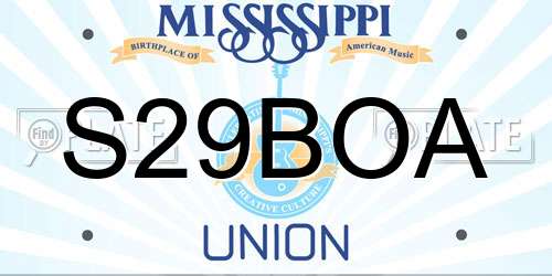 S29BOA Mississippi License Plate