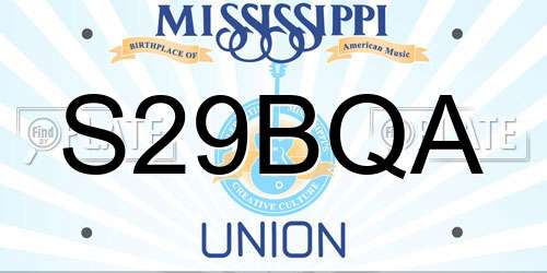 S29BQA Mississippi License Plate