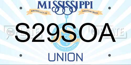 S29SOA Mississippi License Plate
