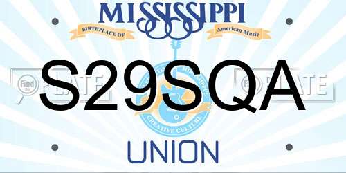 S29SQA Mississippi License Plate