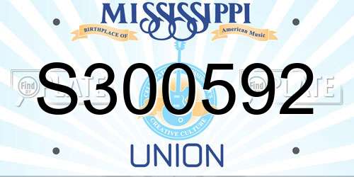 S300592 Mississippi License Plate