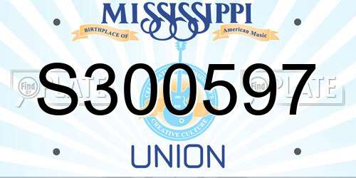 S300597 Mississippi License Plate