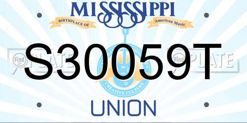 S30059T Mississippi License Plate