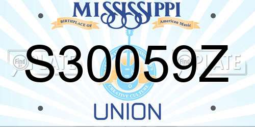 S30059Z Mississippi License Plate