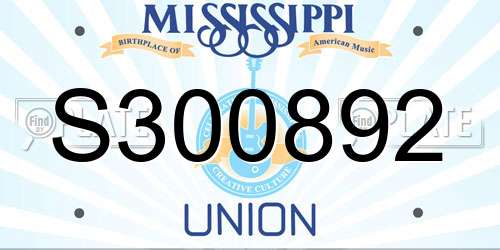 S300892 Mississippi License Plate