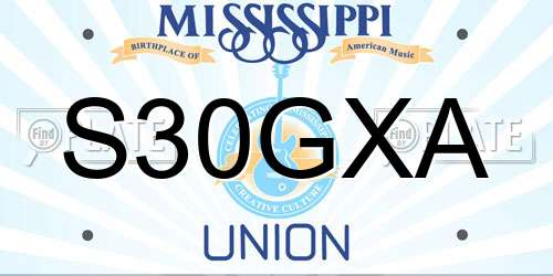 S30GXA Mississippi License Plate