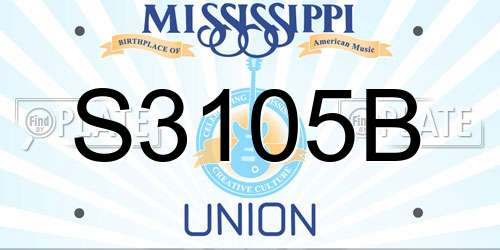 S3105B Mississippi License Plate