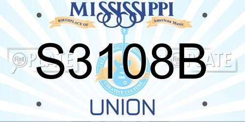 S3108B Mississippi License Plate