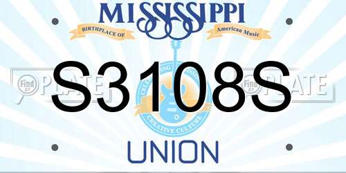 S3108S Mississippi License Plate