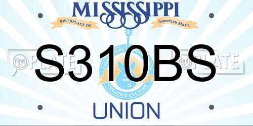 S310BS Mississippi License Plate
