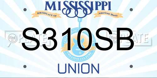 S310SB Mississippi License Plate