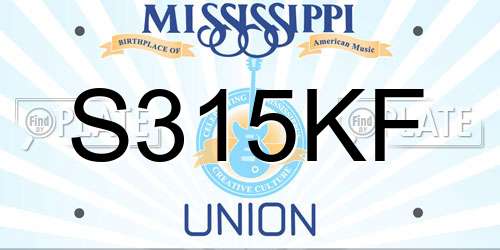 S315KF Mississippi License Plate