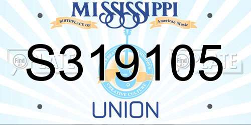 S319105 Mississippi License Plate