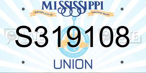 S319108 Mississippi License Plate