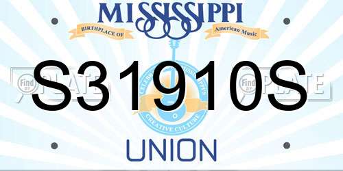 S31910S Mississippi License Plate
