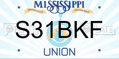 S31BKF Mississippi License Plate