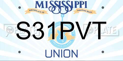 S31PVT Mississippi License Plate