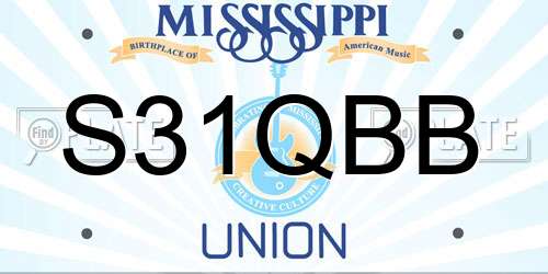 S31QBB Mississippi License Plate