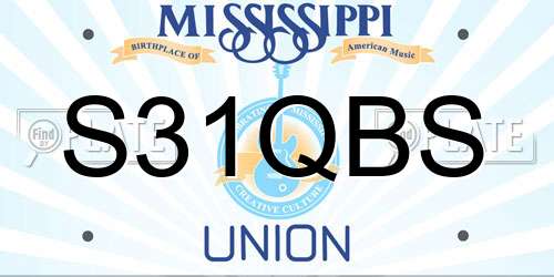 S31QBS Mississippi License Plate