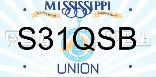 S31QSB Mississippi License Plate