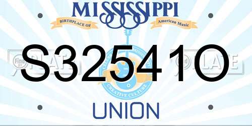 S32541O Mississippi License Plate