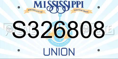 S326808 Mississippi License Plate