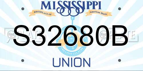 S32680B Mississippi License Plate