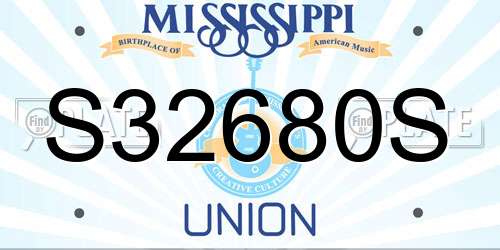 S32680S Mississippi License Plate