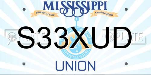 S33XUD Mississippi License Plate