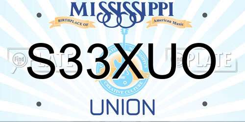 S33XUO Mississippi License Plate