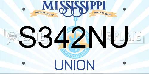S342NU Mississippi License Plate