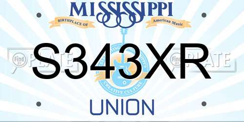 S343XR Mississippi License Plate