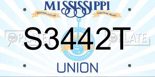 S3442T Mississippi License Plate