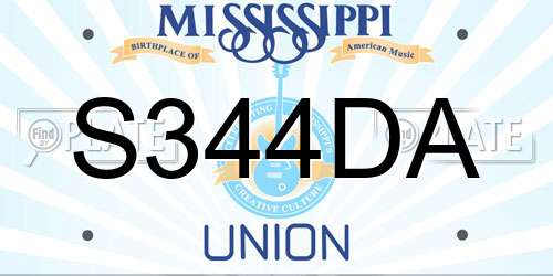 S344DA Mississippi License Plate