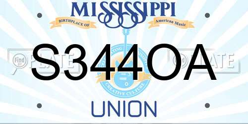 S344OA Mississippi License Plate