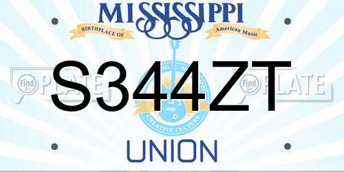 S344ZT Mississippi License Plate